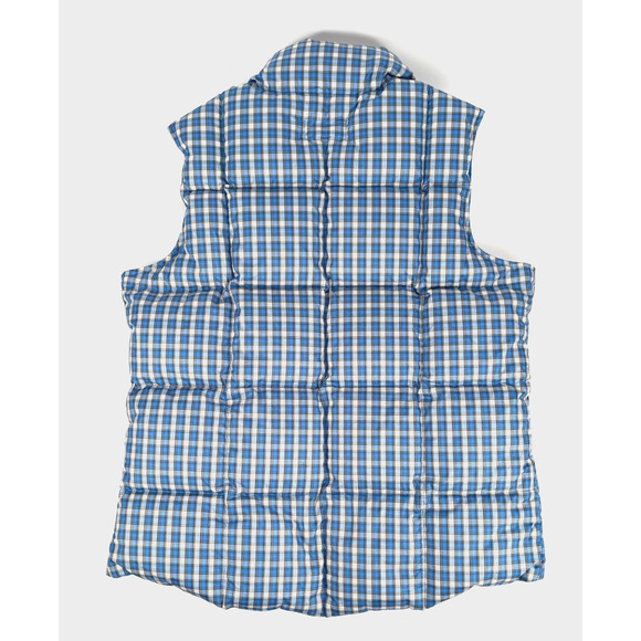 EUC Lands End Down Puffer Vest Womens SMALL Blue Plaid Feather insulated Jacket - Picture 6 of 9